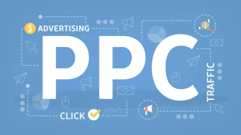 PPC Marketing workflow explaining what PPC is on a blue background